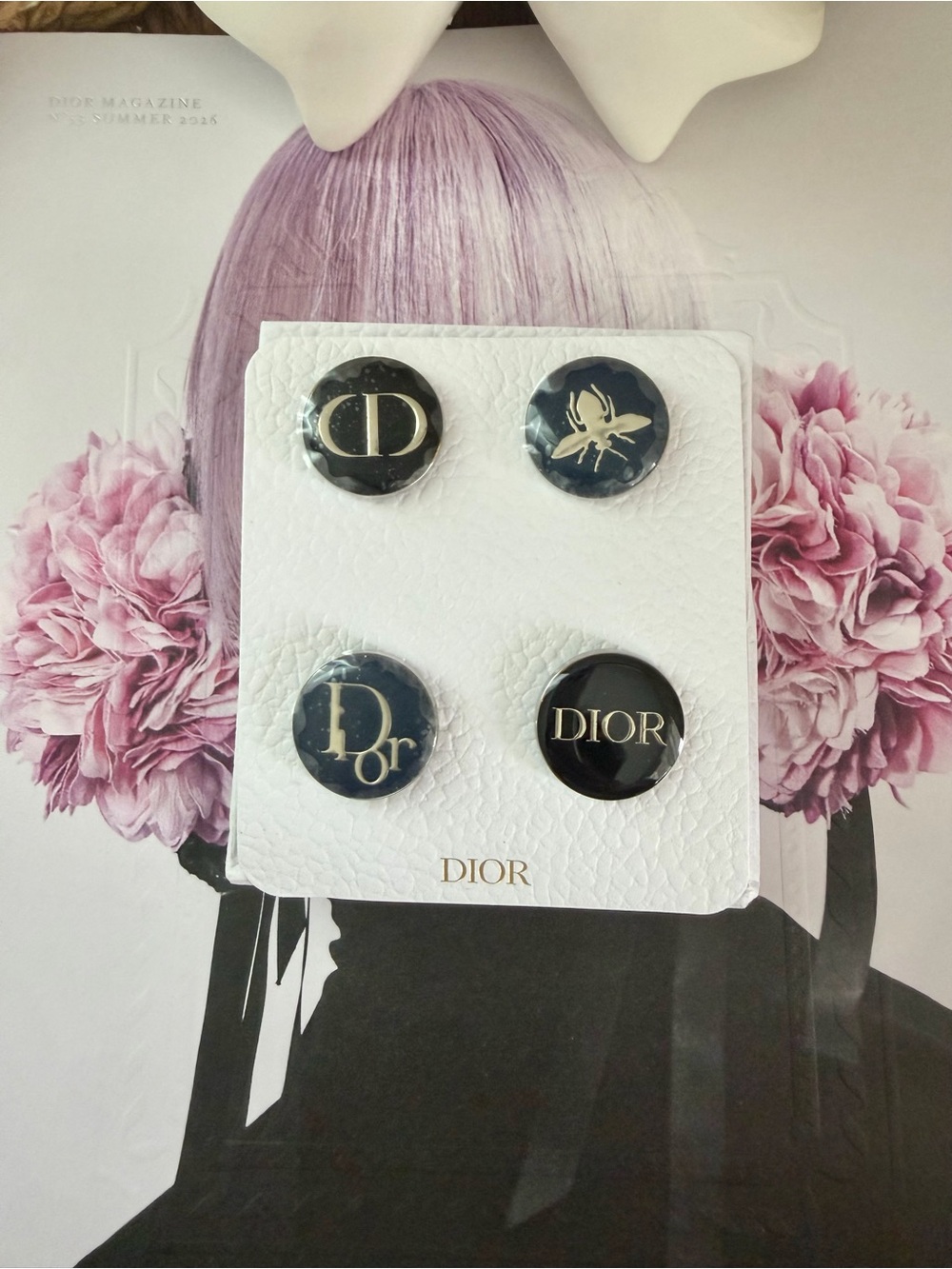Dior pin Black and Gold Logo Button Set - 4-Pack